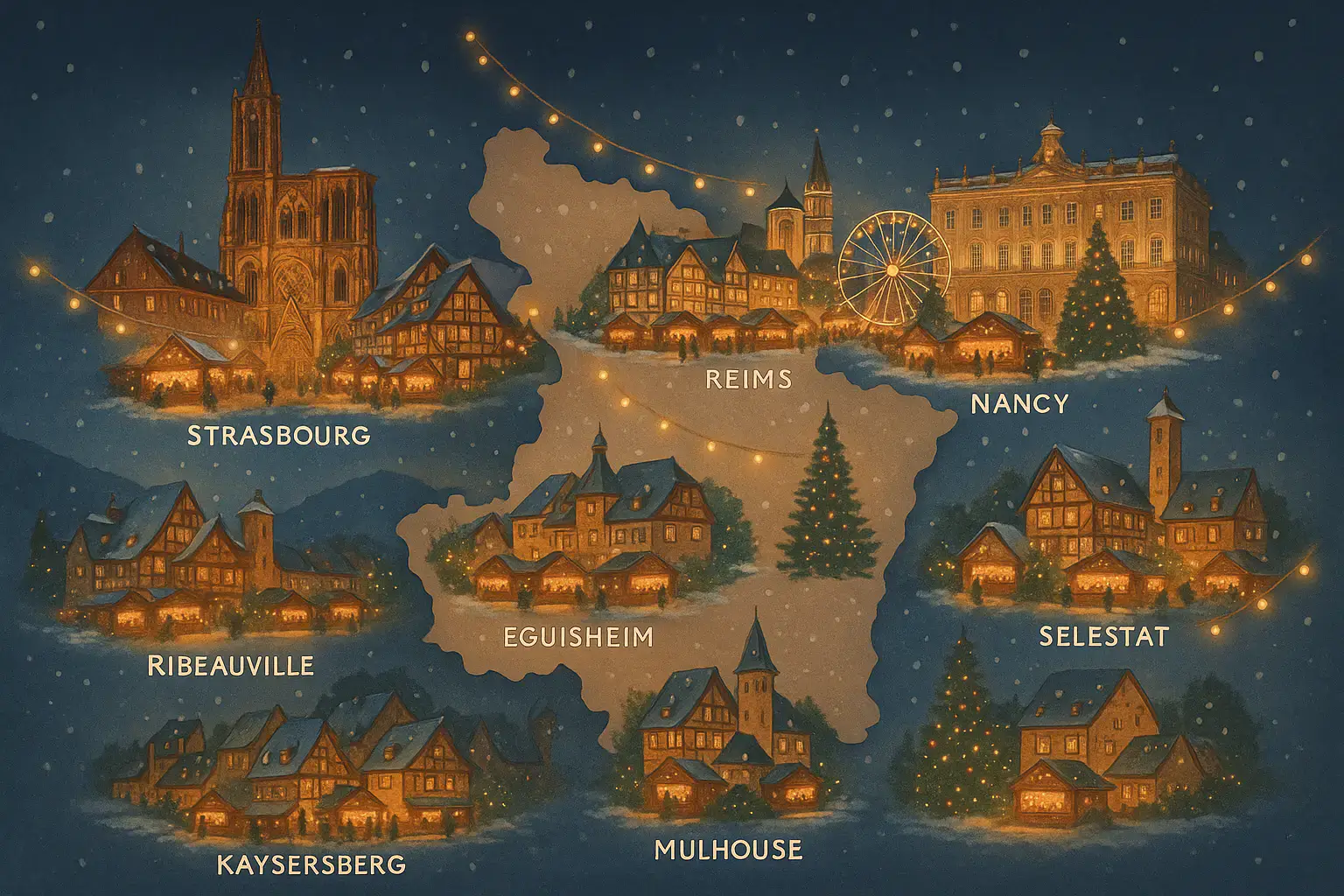 Marchés de Noël Grand Est 2025 : dates, top 10, conseils